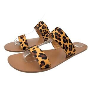 J. Crew Factory Leopard Calf Hair Easy Summer Slide Sandals - Size 9